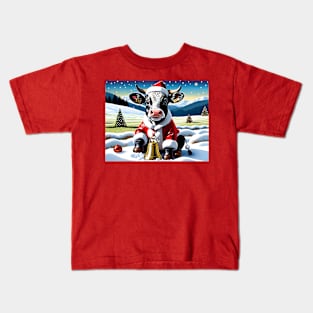 Santa Baby Cow Kids T-Shirt